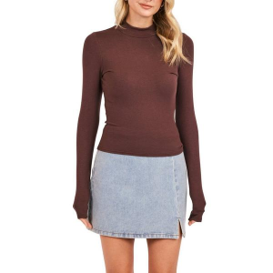 Women's Sadie And Sage Ronan Long Sleeve Shirt XSmall Brown