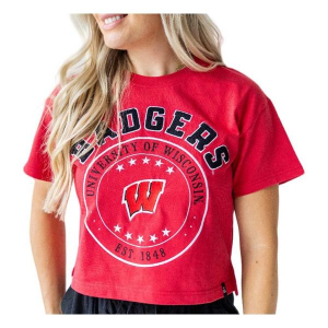Wisconsin Badgers Gameday Social Women's Sayler Heavy T-Shirt XLarge Red