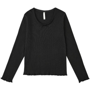 Girls' Rylee + Cru Ribbed Long Sleeve Shirt 4/5 Black
