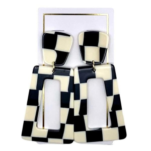LINNY CO Kennedy Earrings Black Checker