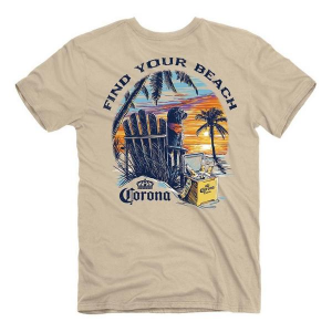 Men's Jedco Corona Find Your Beach T-Shirt XLarge Sand