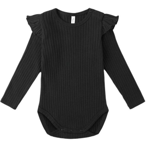 Girls' Rylee + Cru Shoulder Ruffle Onesie Baby 3/6 mo. Black
