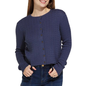Women's Double Zero Cardigan Cable Knit Large Dust Navy