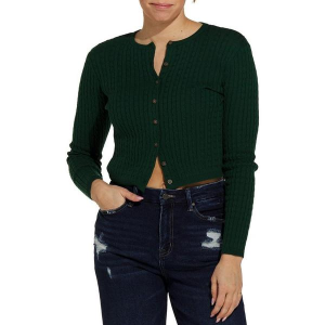 Women's Double Zero Cardigan Cable Knit Large Dark Green