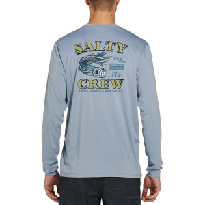 Men's Salty Crew Lured Crew Hooded Long Sleeve T-Shirt 2XLarge Blue Fog
