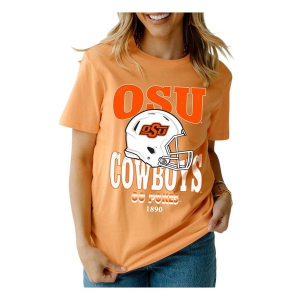 Oklahoma State Cowboys Gameday Social Women's Murry Helmet T-Shirt Medium Sherbert