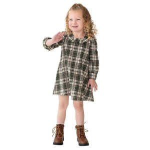 Girls' Mabel + Honey Plaid Pine Shirt Dress 5 Green