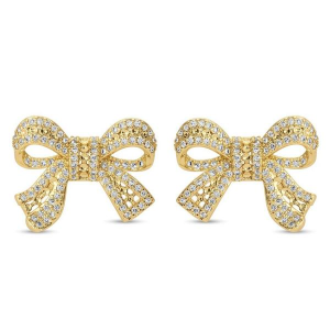 Splendid Iris Pave Bow Earrings Gold