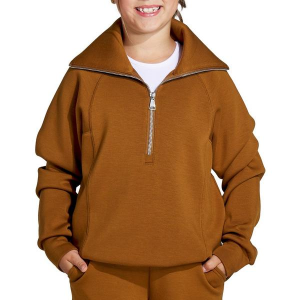 Girls' Fornia Yoga 1/2 Zip Pullover Large Camel