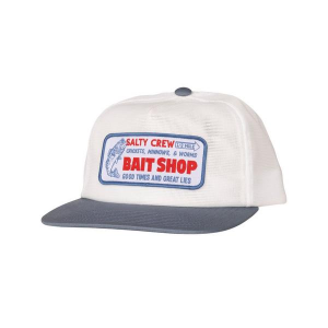 Salty Crew Bait Shop Trucker Snapback Hat One Size Off White