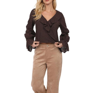 Women's Sadie And Sage Double Vision Long Sleeve Shirt XSmall Dark Brown