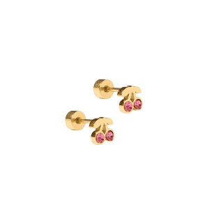 LINNY CO Screwback Cherry Stud Earrings Pink