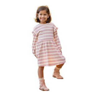 Girls' Mabel + Honey Candy Strip Shirt Dress 2T Pink Ivory