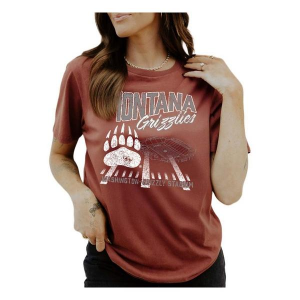 Montana Grizzlies Gameday Social Women's Stadium Sketch T-Shirt Large Maroon