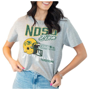 North Dakota State Bison Gameday Social Women's Stadium Sketch T-Shirt Small Heather Grey