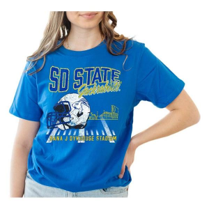 South Dakota State Jackrabbits Gameday Social Women's Stadium Sketch T-Shirt Medium Royal