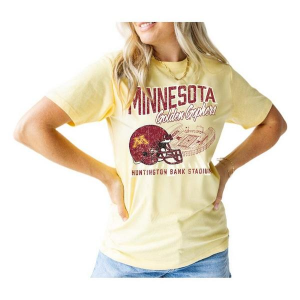 Minnesota Golden Gophers Gameday Social Women's Stadium Sketch T-Shirt Small Yellow