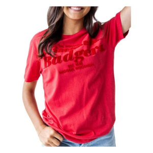 Wisconsin Badgers Gameday Social Women's Hansen Brush T-Shirt XLarge Red