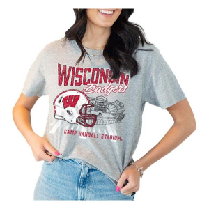 Wisconsin Badgers Gameday Social Women's Stadium Sketch T-Shirt Small Red
