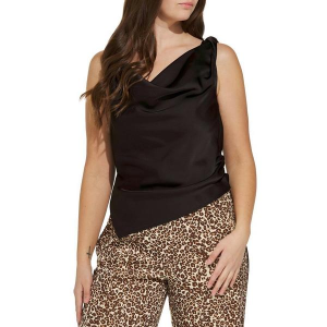 Women's Le Lis Twisted Shoulder Cowl Neck Tank Top XSmall Black