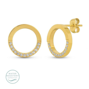 Splendid Iris Pave Circle Earrings Gold