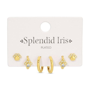 Splendid Iris Paw Print 3-Pack Earrings Gold
