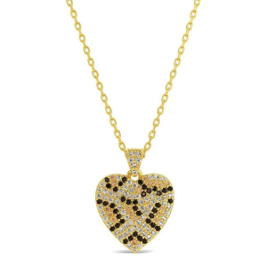 Splendid Iris Pave Heart Animal Print Necklace