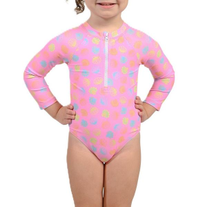 Girls' Ingear Zip Up Long Sleeve One Piece Swimsuit Baby 18 mo. Blush Shells