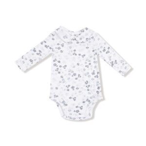 Girls Angel Dear Caroline's Calico Bodysuit 6/12 mo. White
