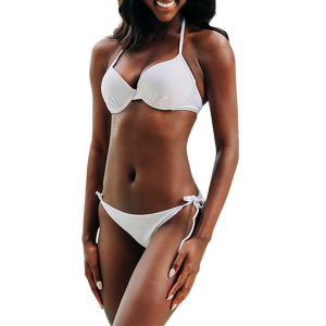 Women's Heat Swimwear Tie Side Swim Bottoms Juniors Large White