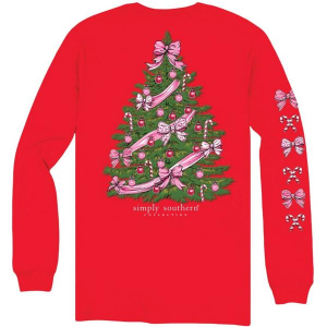 Kids' Simply Southern Christmas Tree Long Sleeve T-Shirt Medium Red