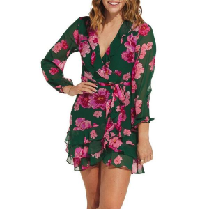 Women's DRESS FORUM Ruffle Surplus Dress Small Jasper Rose