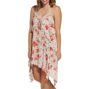 Women's Angie Lace Trim Ruffle Dress Medium Ivory Floral