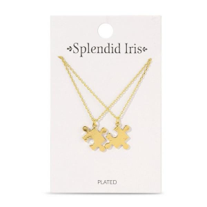 Splendid Iris Pair of Puzzle Pieces BFF Necklace