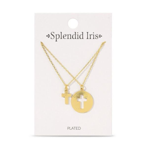 Splendid Iris Pair of Cross BFF Necklace