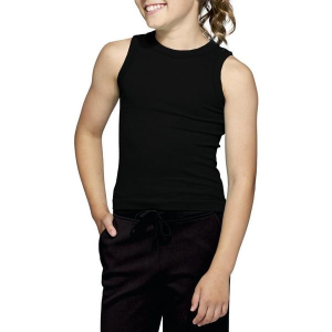 Girls' Fornia Ribbed Crew Neck Tank Top S/M Black