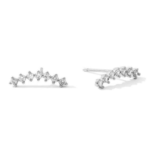 Splendid Iris Glitz Crawler Stud Earrings Silver