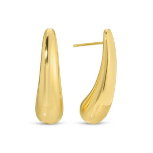 Splendid Iris Long Contemporary Teardrop Stud Earrings Gold