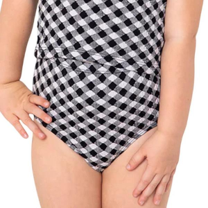 Girls' Janela Bay High Waist Swim Bottoms 8/9 Black Gingham