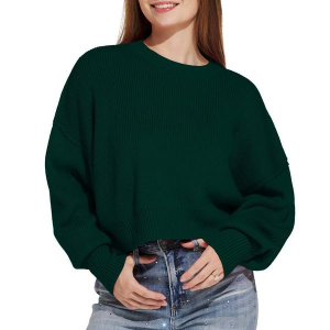 Women's Double Zero Pullover Sweater Energy Large Dark Green