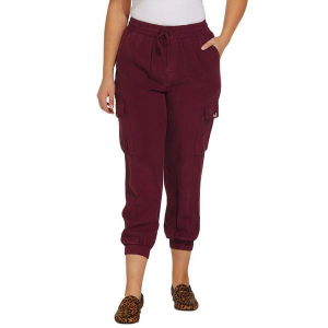 Women's DRESS FORUM Washed Jogger Pants Small Burgandy