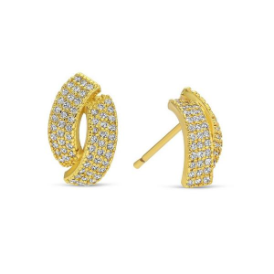 Splendid Iris Curved Stud Earrings Gold