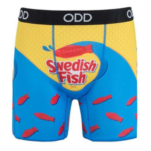 Men's ODD SOX Swedish Fish Boxer Briefs Underwear Medium Blue