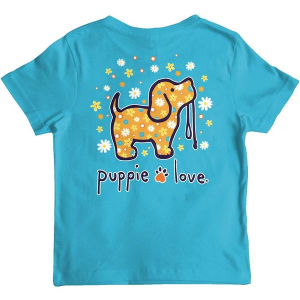 Girls' Puppie Love Orange Daisy Pup T-Shirt Large Sapphire