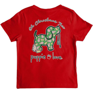 Kids' Puppie Love Tree Cake Pup T-Shirt Large Red