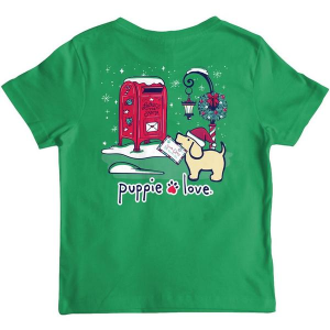 Kids' Puppie Love Letters To Santa Pup T-Shirt Medium Green