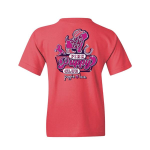 Kids' Puppie Love Pink Puppy Club T-Shirt Large Coral Silk