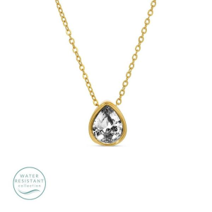 Splendid Iris Large CZ Teardrop Necklace