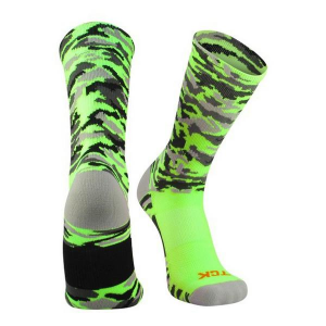 Men's TCK Woodland Camo Crew Soccer Socks Medium Neon Green