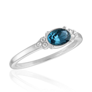 Women's Layers Montana Blue Oval Stack Ring 8 Silver